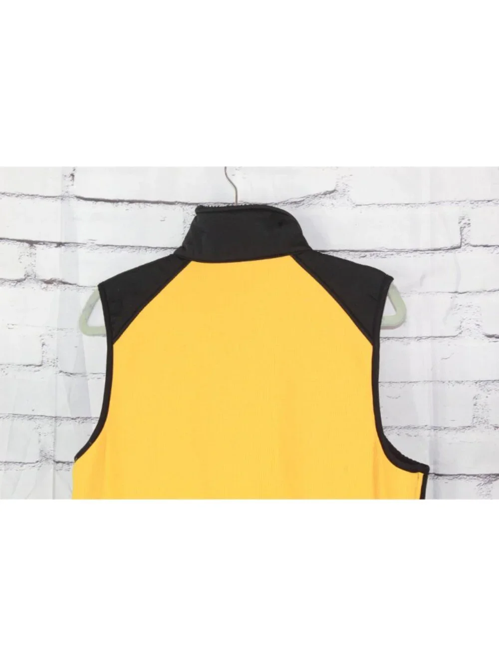 LL Bean Polartec Fleece Vest Yellow Black Full Zip Size M